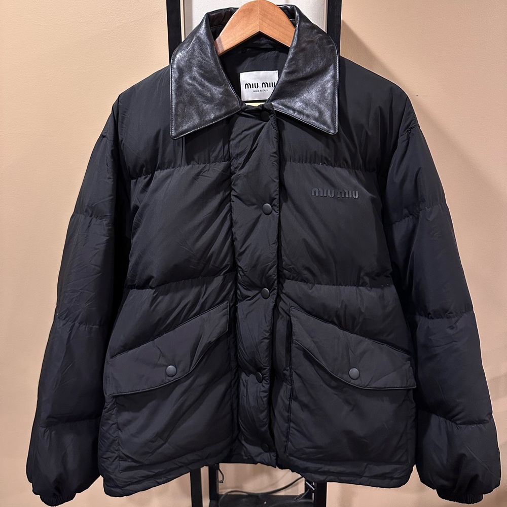 Miu Miu Technical Ponge Cropped Down Puffer Padded Jacket